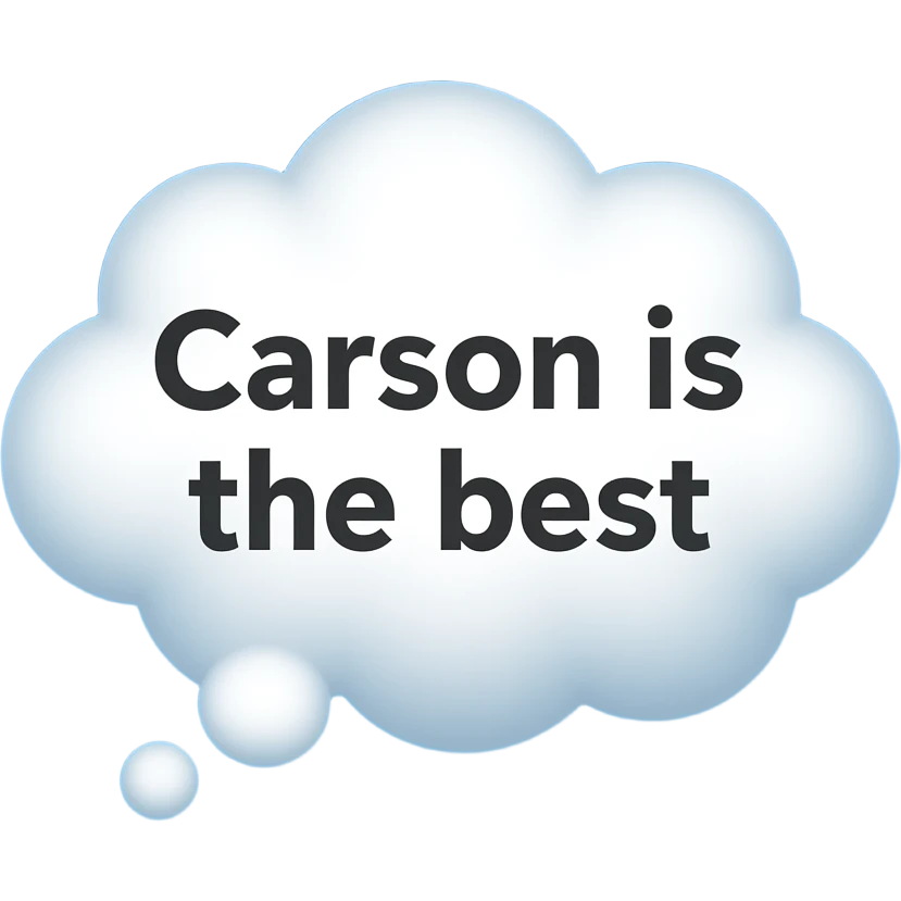 A cloud that says Carson is the best emoji