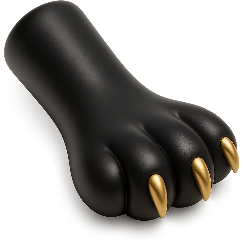cat paw, 3d black style, dramatic lighting, glossy black emoji