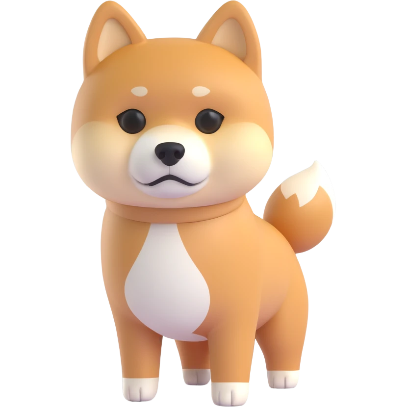shiba inu standing, sad emoji