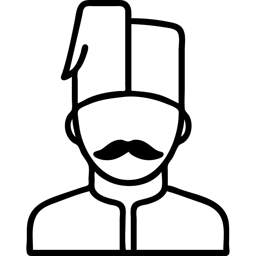 minimalistic icon of an Ottoman Janissary with distinctive headgear and mustache emoji