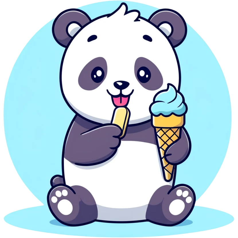 Panda eating ice cream emoji