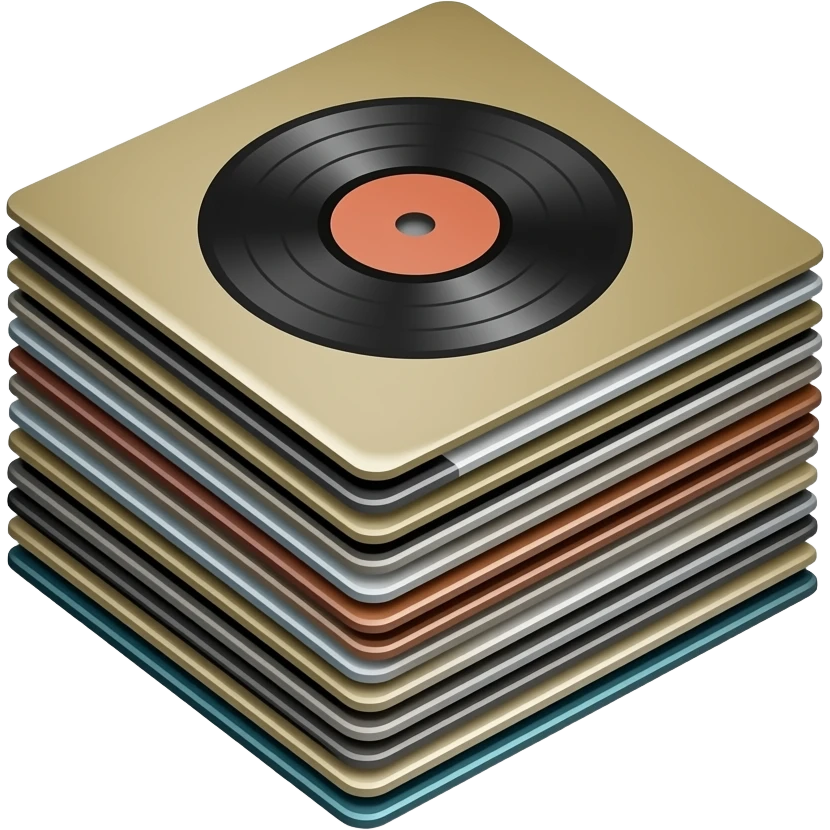 realistic icon for a macos app to manage music album covers emoji