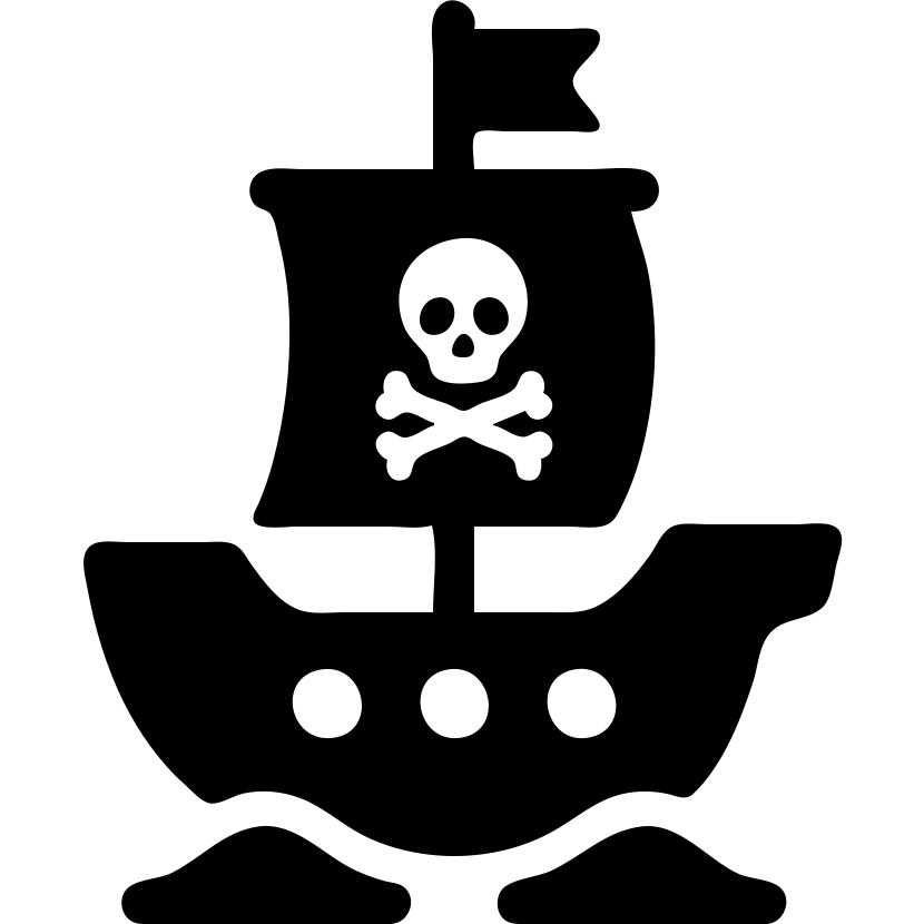 solid filled pirate ship icon emoji