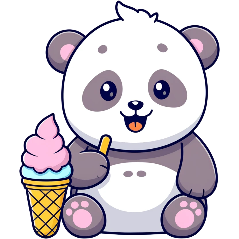 Panda eating ice cream emoji