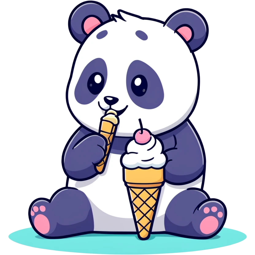 Panda eating ice cream emoji