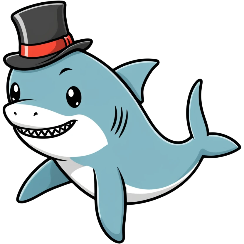 Shark with a top hat emoji