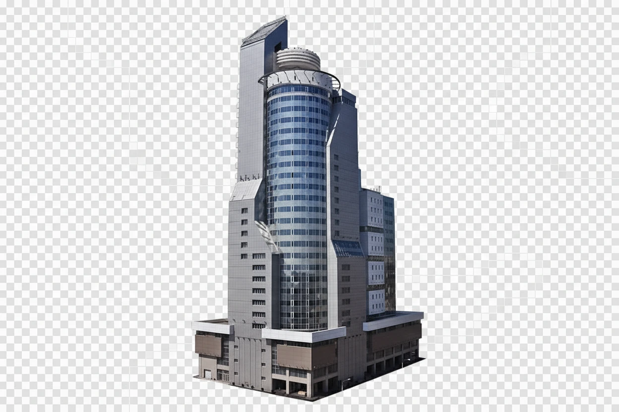 Изометричная, яркая, детализированная, объемная и фотореалистичная отдельная иллюстрация Первая Башня в Красноярске. Чёткие контуры, не размазанные линии, высокое качество, прозрачный фон, не обрезать края картинки emoji