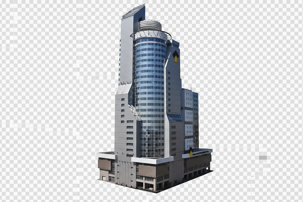 Изометричная, яркая, детализированная, объемная и фотореалистичная отдельная иллюстрация Первая Башня в Красноярске. Чёткие контуры, не размазанные линии, высокое качество, прозрачный фон, не обрезать края картинки emoji