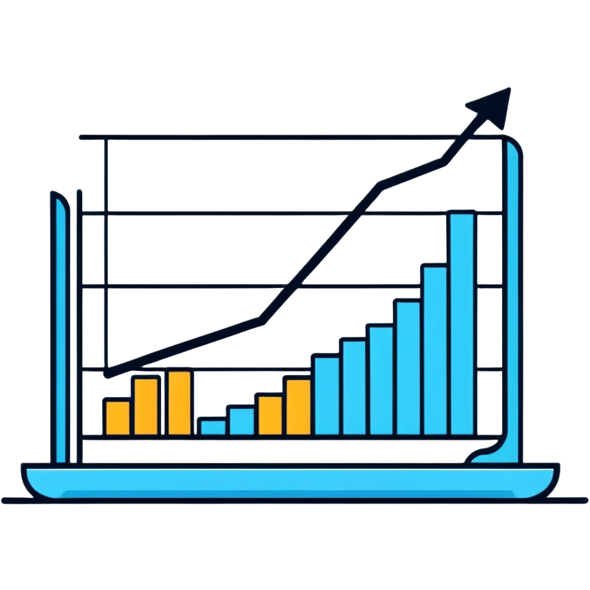 business analytics graph with upward trend emoji