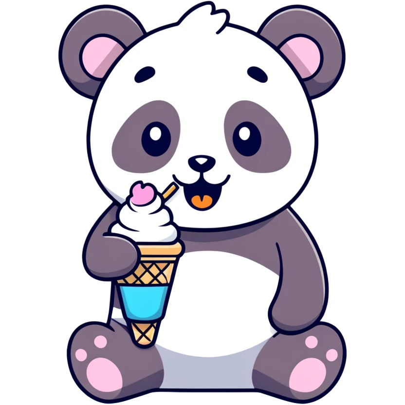 Panda eating ice cream emoji