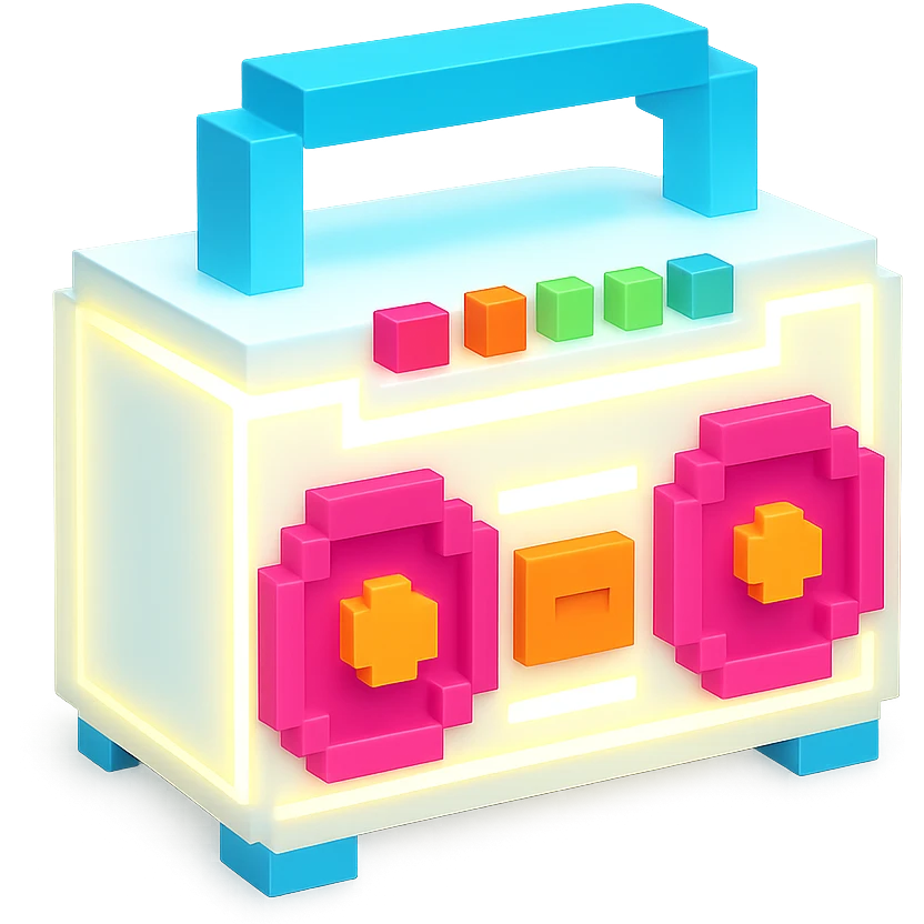 сделай белый святящейся бумбокс, no background emoji