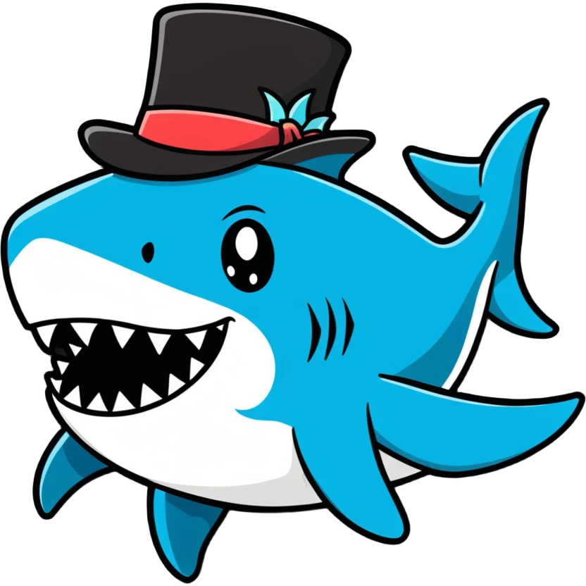 Shark with a top hat emoji