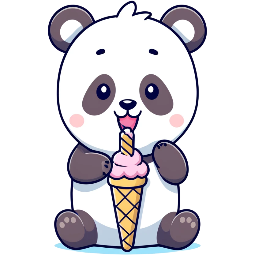 Panda eating ice cream emoji