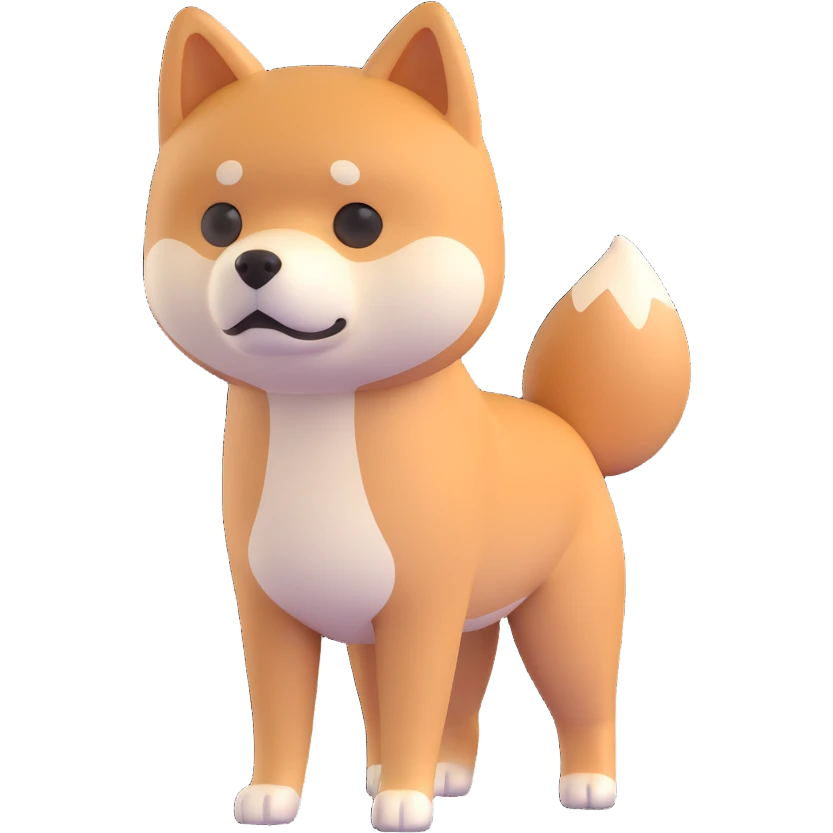 shiba inu standing, sad emoji