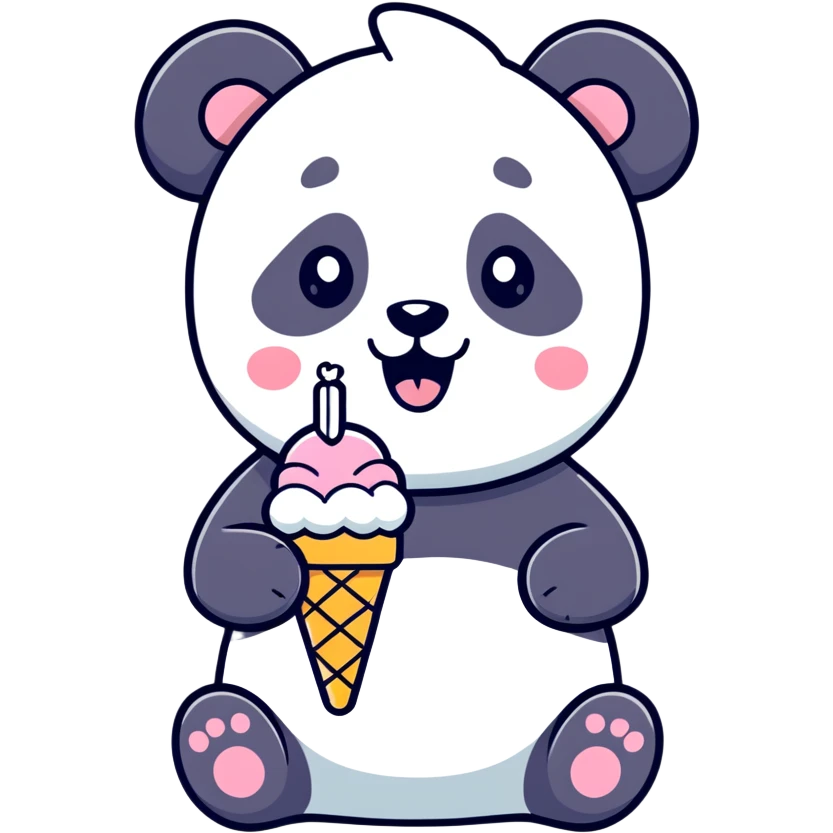 Panda eating ice cream emoji