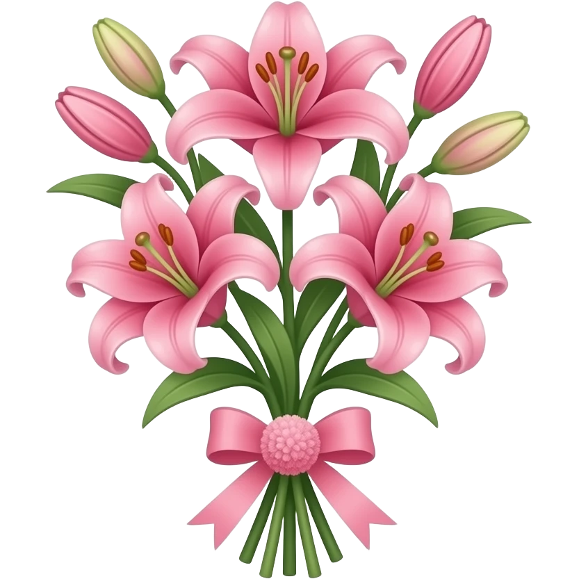 استیکره دسته گل لیلیوم رو میخوام که پاپیون صورتی داشته باشه و گل صورتی باشه emoji