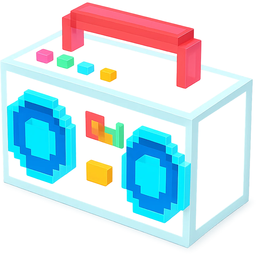 сделай белый святящейся бумбокс, no background emoji