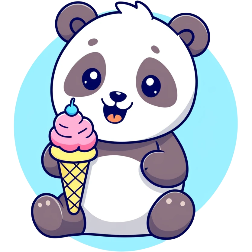 Panda eating ice cream emoji