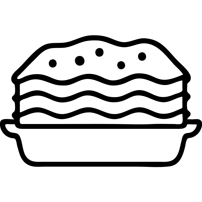 A dish of lasagna with visible pasta layers and sauce emoji