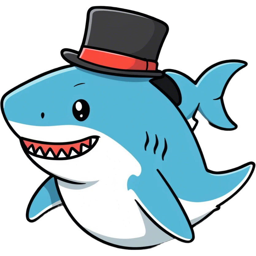 Shark with a top hat emoji