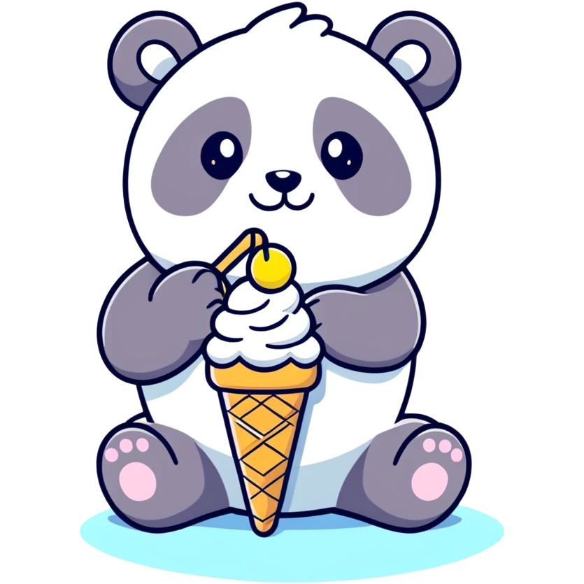 Panda eating ice cream emoji