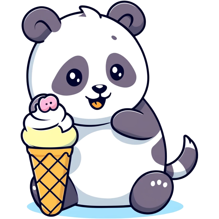 Panda eating ice cream emoji
