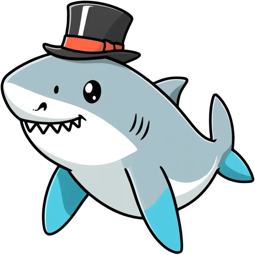 Shark with a top hat emoji