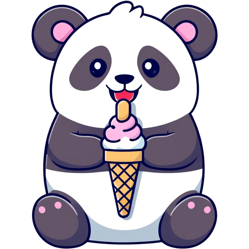 Panda eating ice cream emoji