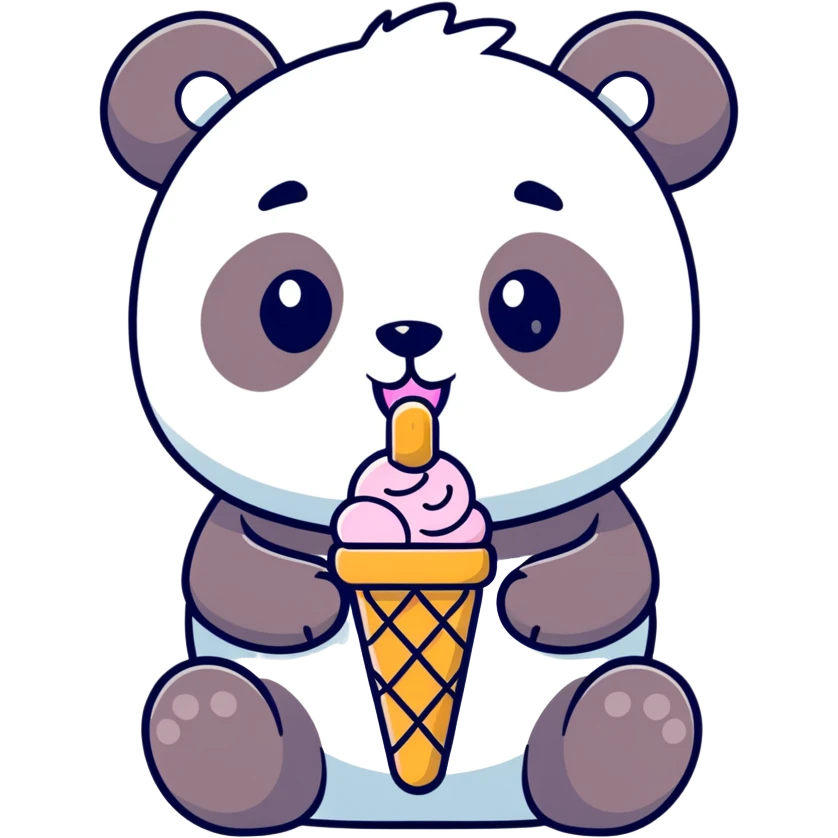 Panda eating ice cream emoji