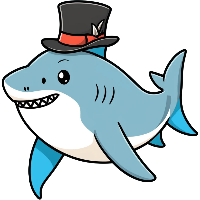 Shark with a top hat emoji