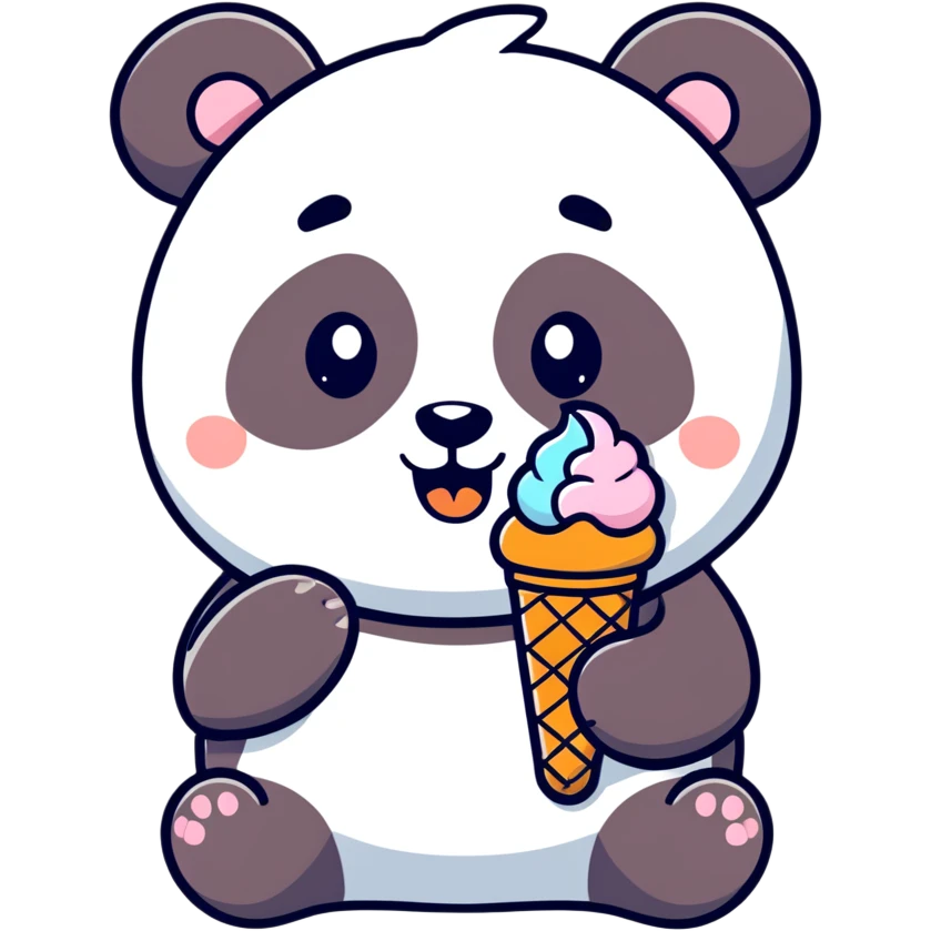 Panda eating ice cream emoji