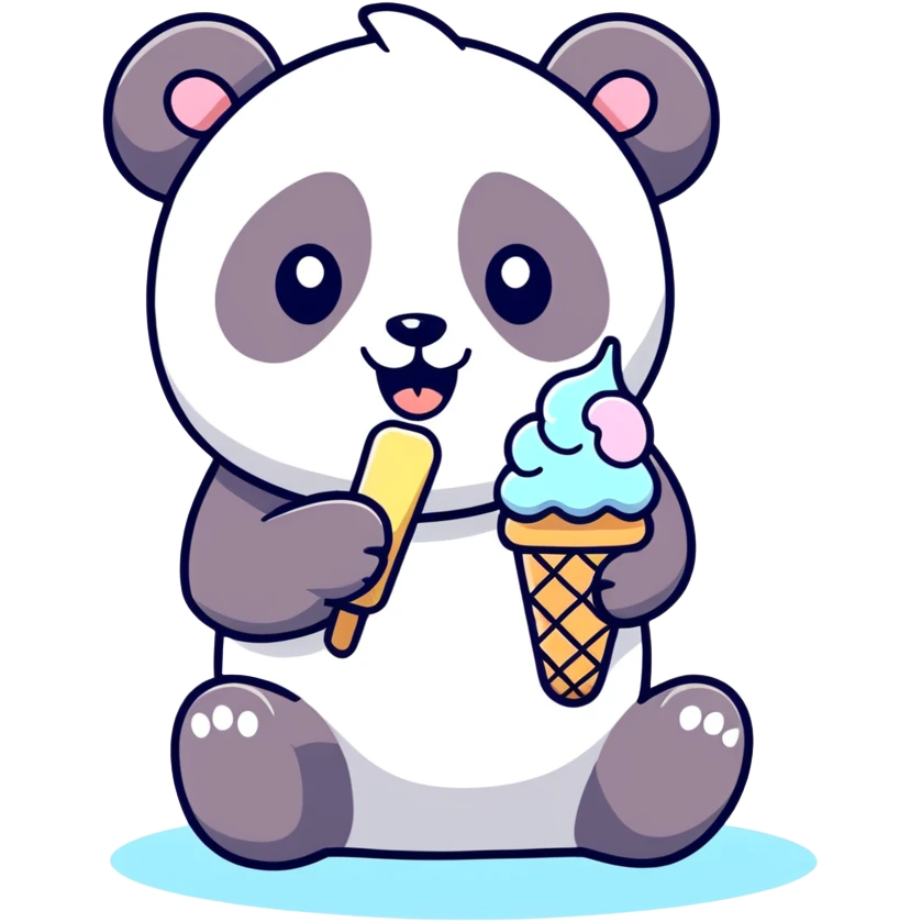 Panda eating ice cream emoji