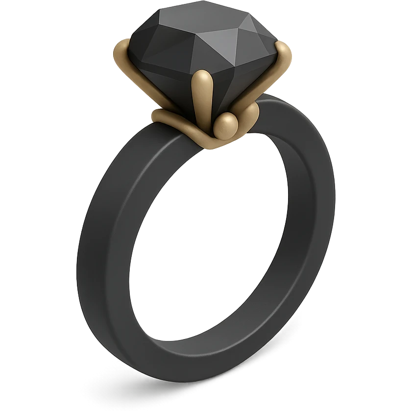 a diamond ring in 3D black style emoji