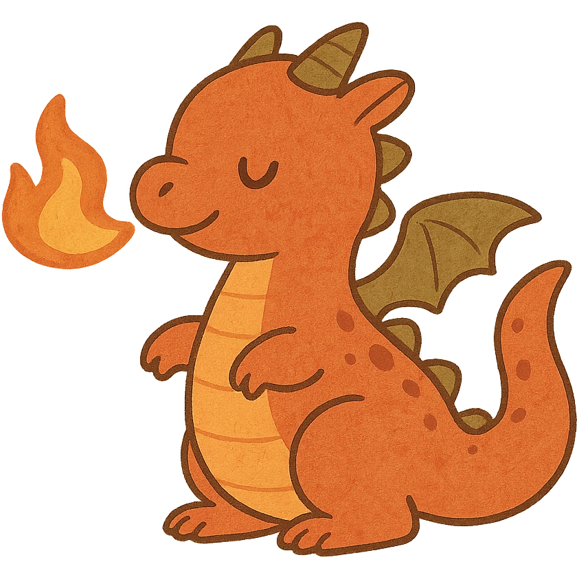 A cute small fire dragon emoji