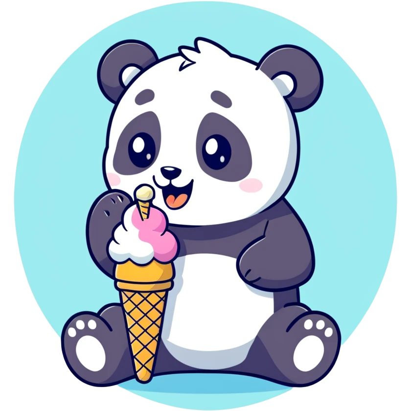 Panda eating ice cream emoji