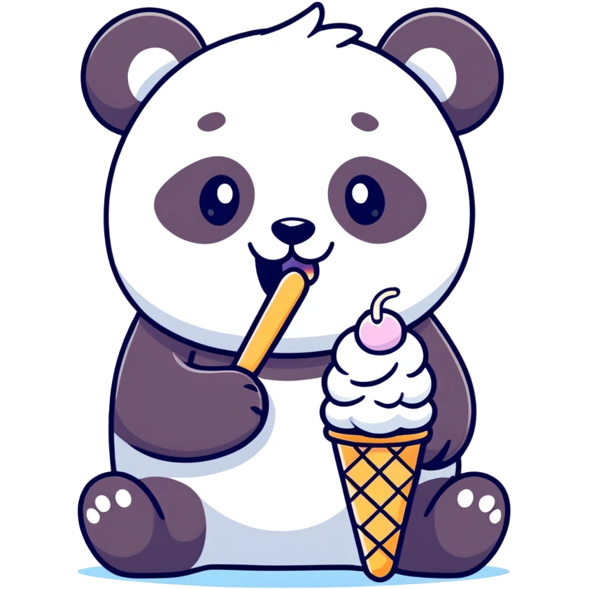 Panda eating ice cream emoji