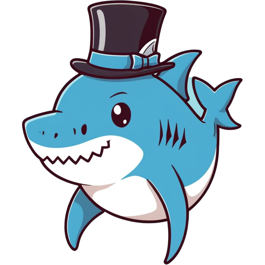 Shark with a top hat emoji