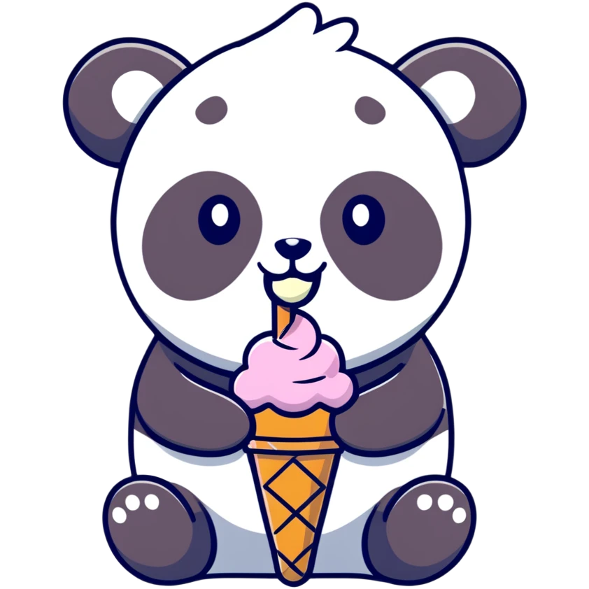 Panda eating ice cream emoji