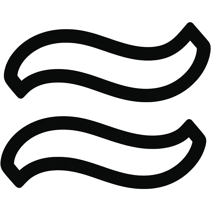 a math sign for "≈" (similar to, an equal sign with curvy lines, no background, black lines, no shine, no curves) emoji