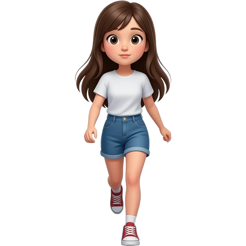 teen girl long hair stepping into a dark hallway curious, background visible emoji