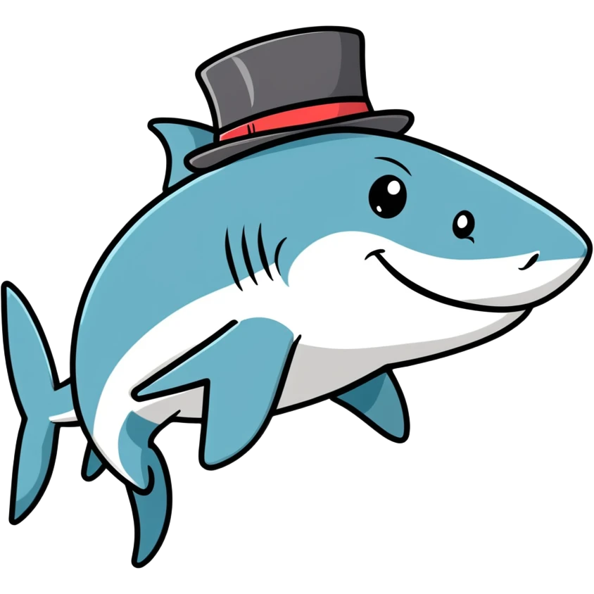 Shark with a top hat emoji