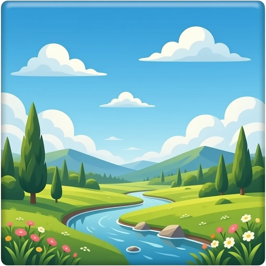 rectangular painting with a landscape emoji