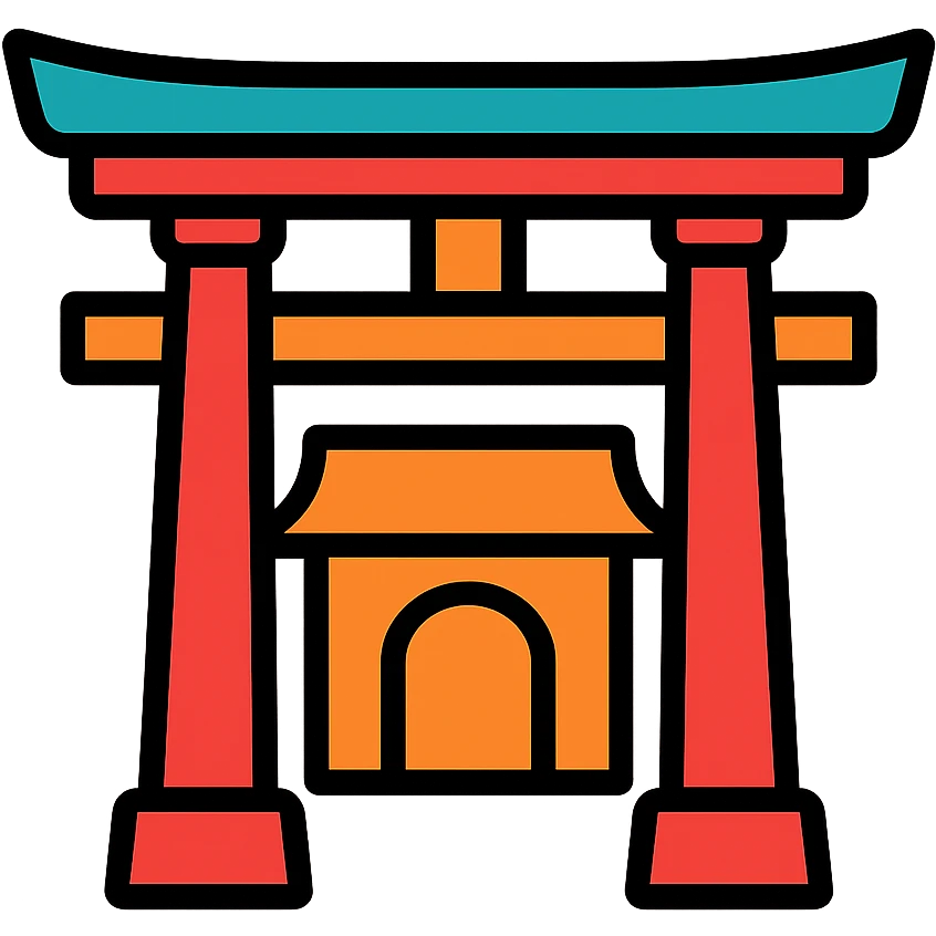 shinto shrine, color outline icon style emoji