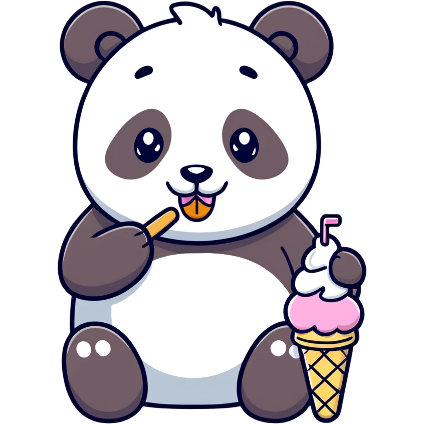 Panda eating ice cream emoji