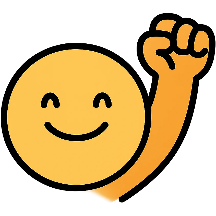 very simple motivational emoji, easy to redraw, color outline, minimal shapes emoji