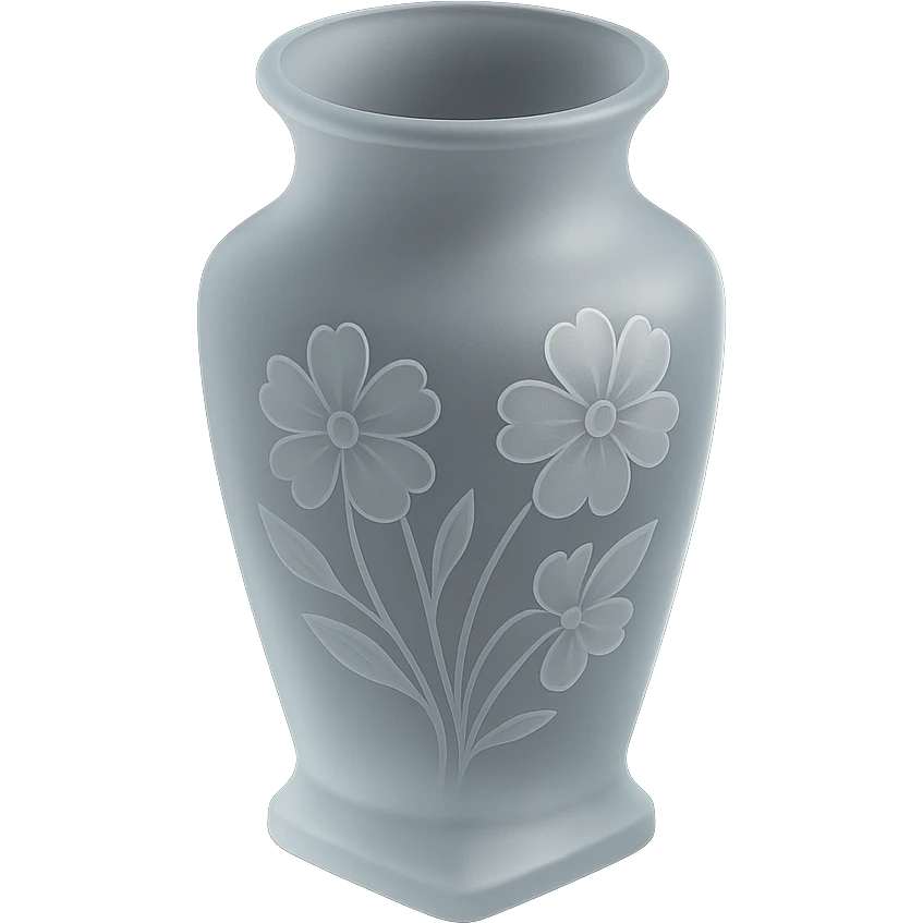 vase with floral patterns, frosted glass look, elegant and modern, matte glass style emoji