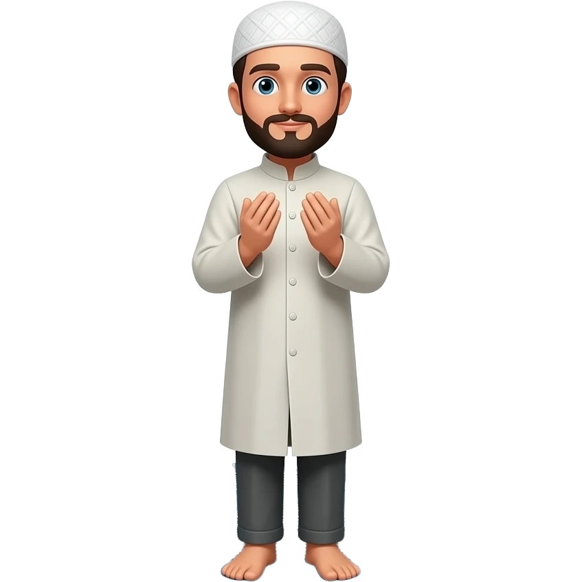 واحد مسلم واقف بيصلي صلاة المسلمين بجسم كامل قدامه سجادة الصلاه مزخرفه بالفن الاسلامي emoji