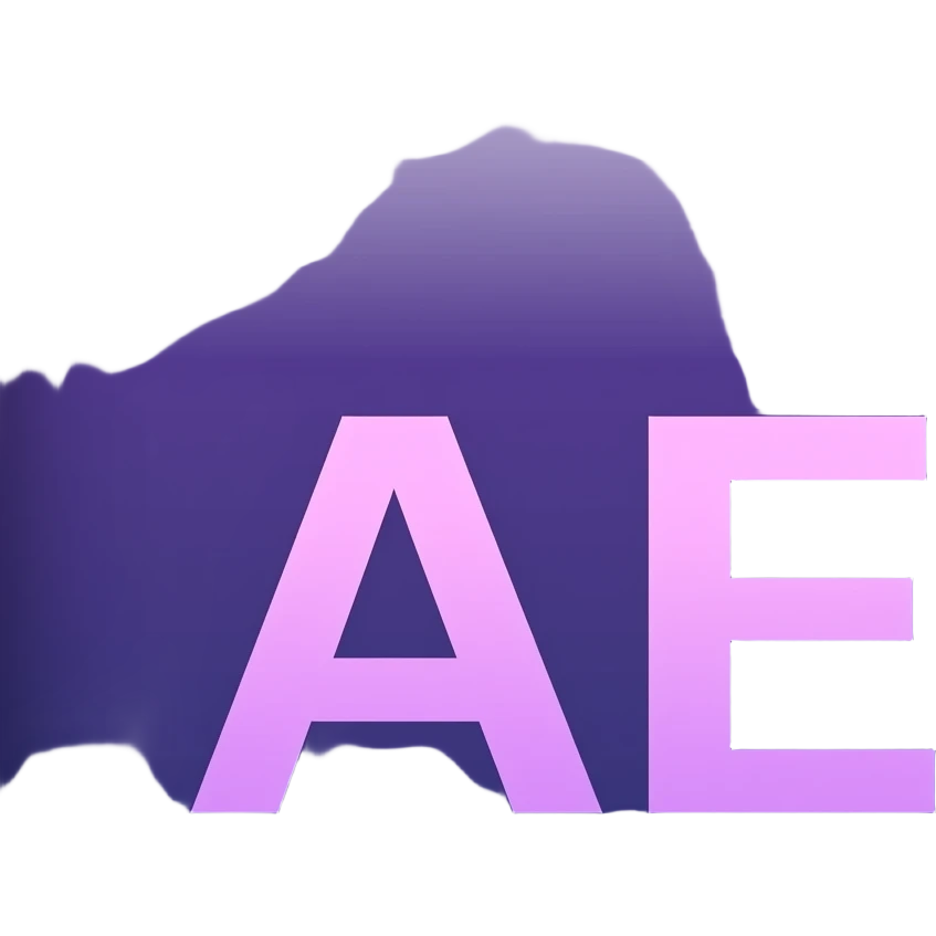Purple Ae texts with dark purple blue background emoji