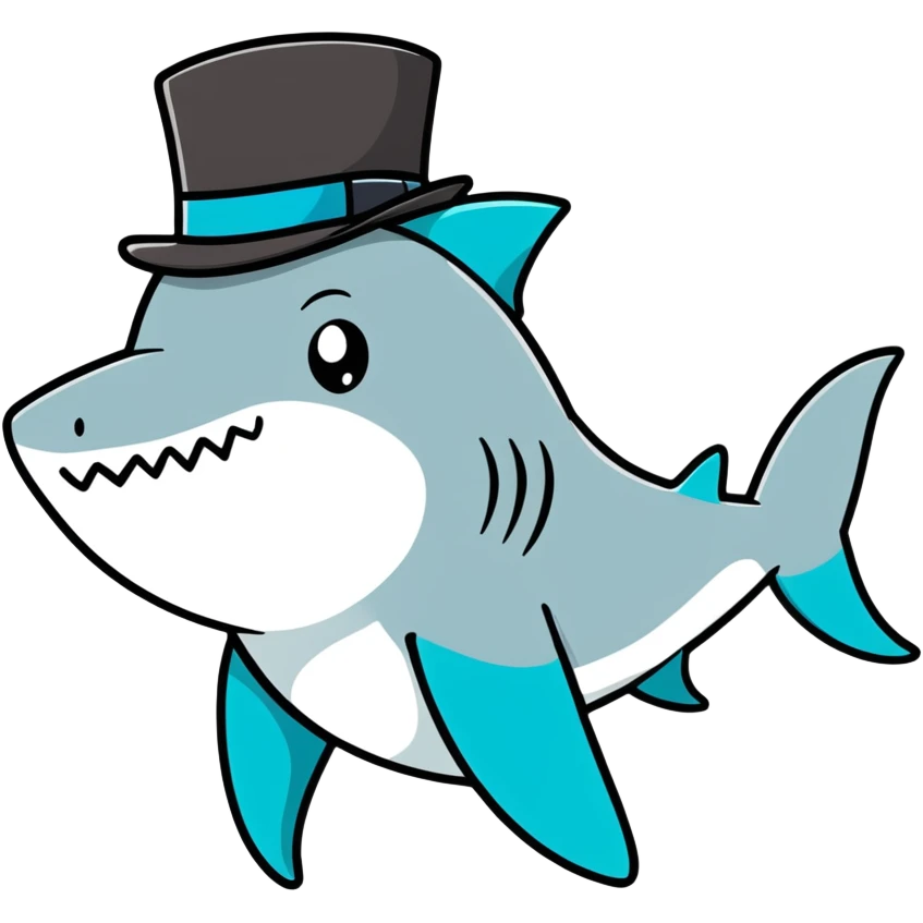 Shark with a top hat emoji