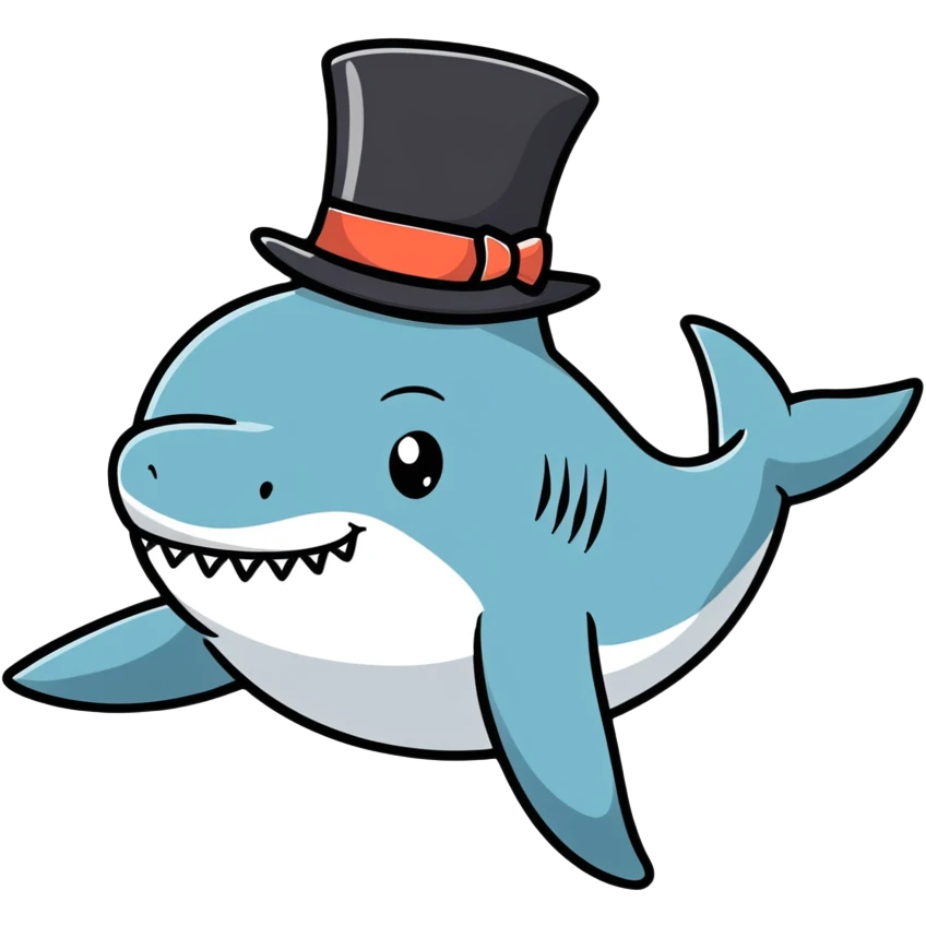 Shark with a top hat emoji